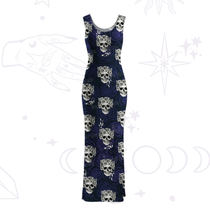 Purplehecate Rose Skull Maxi Tank Beachwear Dress