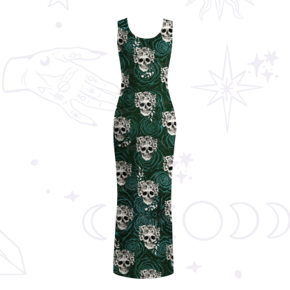 Purplehecate Rose Skull Maxi Tank Beachwear Dress