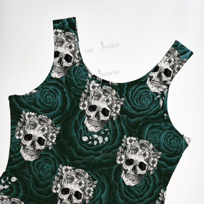Purplehecate Rose Skull Maxi Tank Beachwear Dress