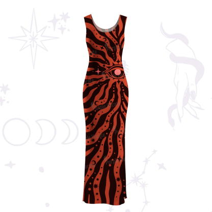 Purplehecate Green Vision Illusion Maxi Tank Beachwear Dress