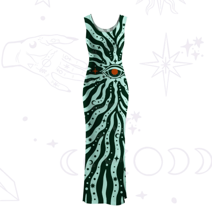 Purplehecate Green Vision Illusion Maxi Tank Beachwear Dress
