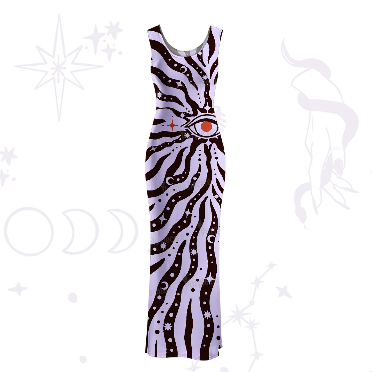 Purplehecate Green Vision Illusion Maxi Tank Beachwear Dress