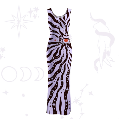 Purplehecate Green Vision Illusion Maxi Tank Beachwear Dress