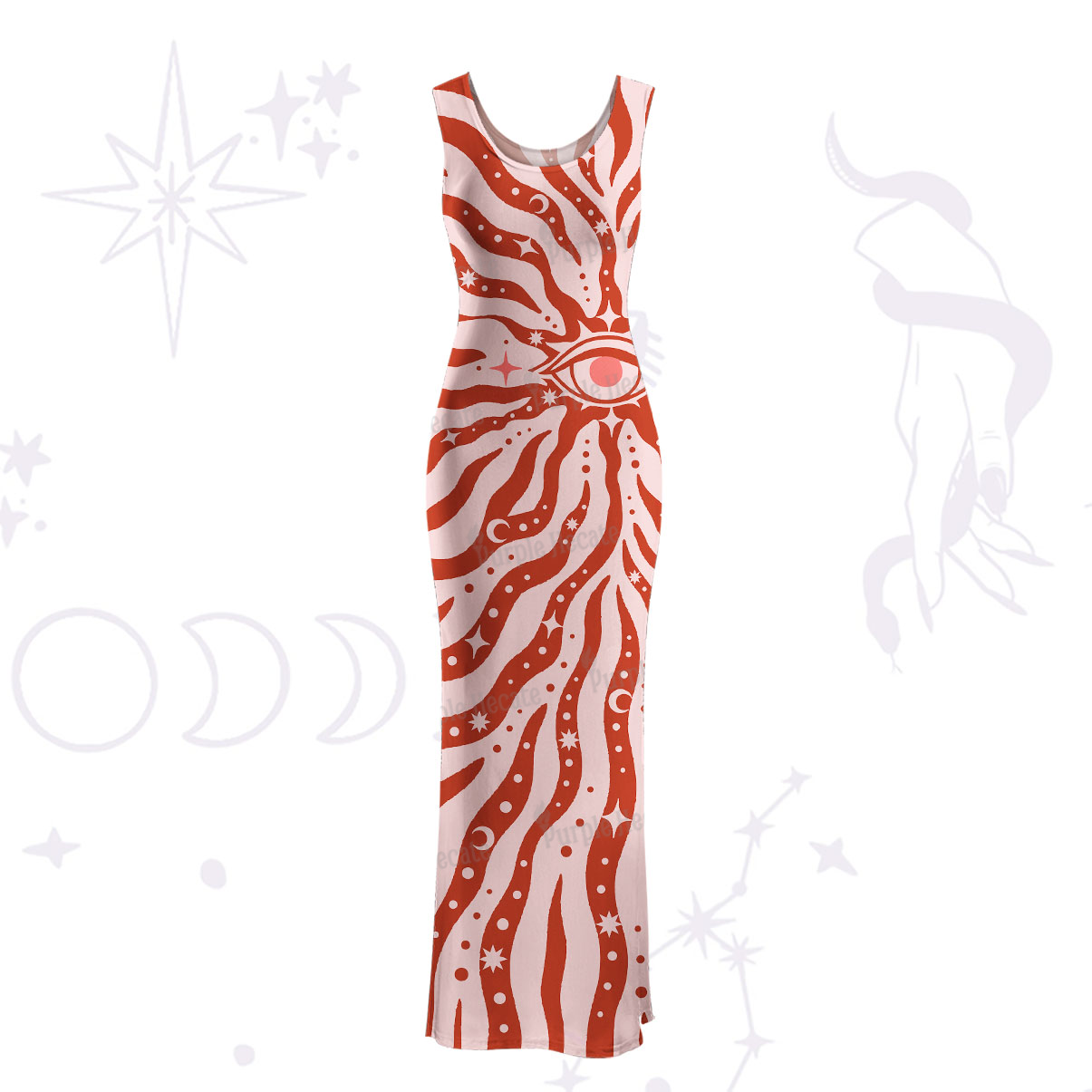 Purplehecate Green Vision Illusion Maxi Tank Beachwear Dress