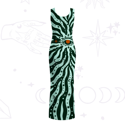 Purplehecate Green Vision Illusion Maxi Tank Beachwear Dress
