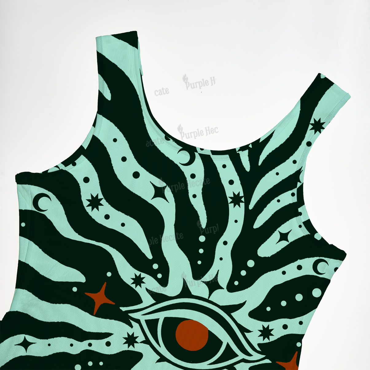 Purplehecate Green Vision Illusion Maxi Tank Beachwear Dress