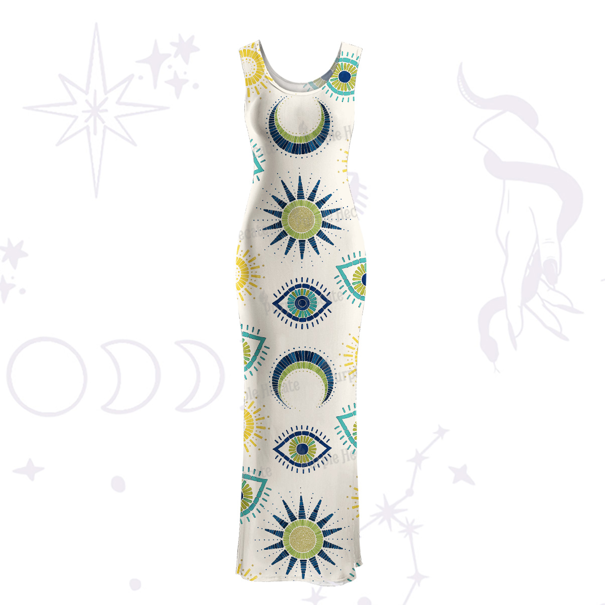 Purplehecate Sun Eye Maxi Tank Beachwear Dress