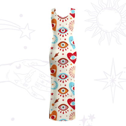 Purplehecate The Enchanted Eye of Love Maxi Tank Beachwear Dress