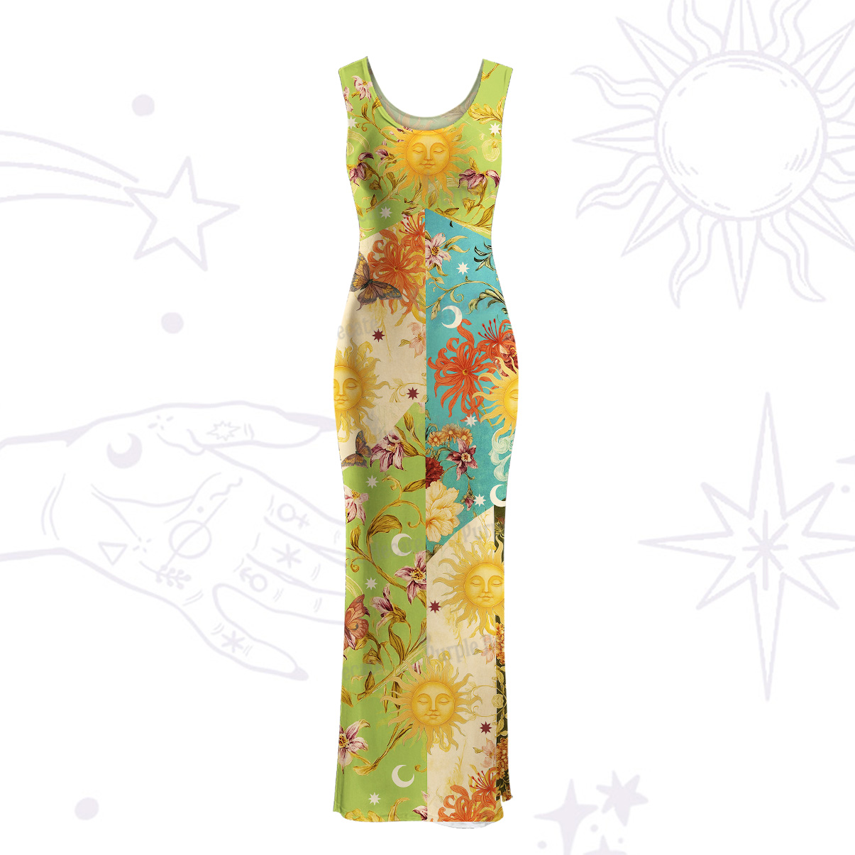 Purplehecate Sun Garden Maxi Tank Beachwear Dress
