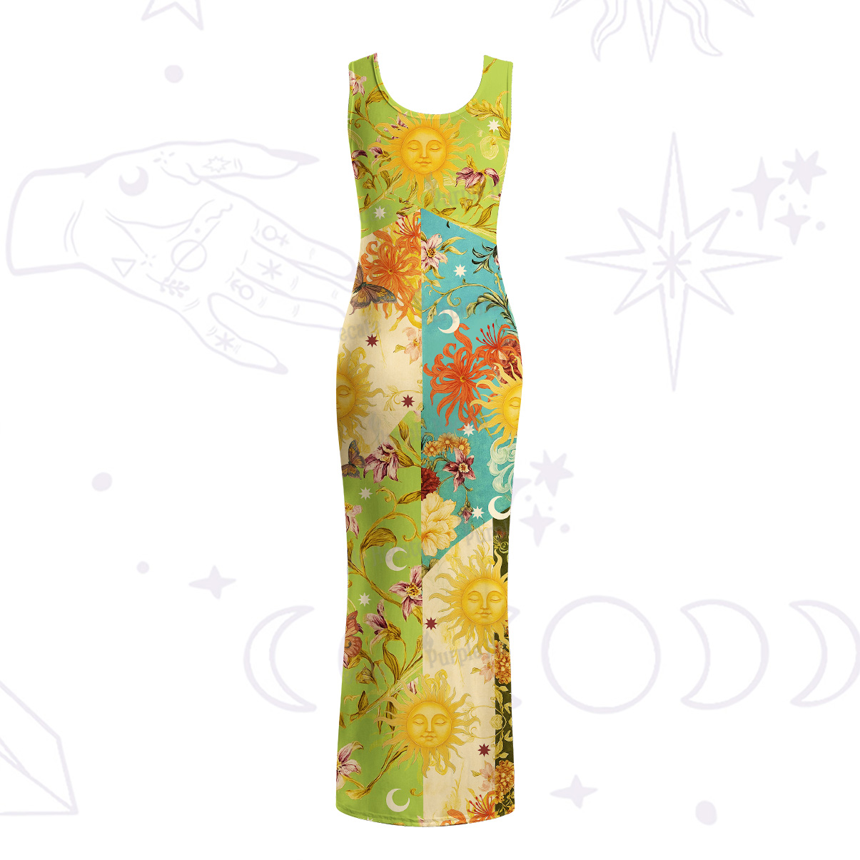 Purplehecate Sun Garden Maxi Tank Beachwear Dress