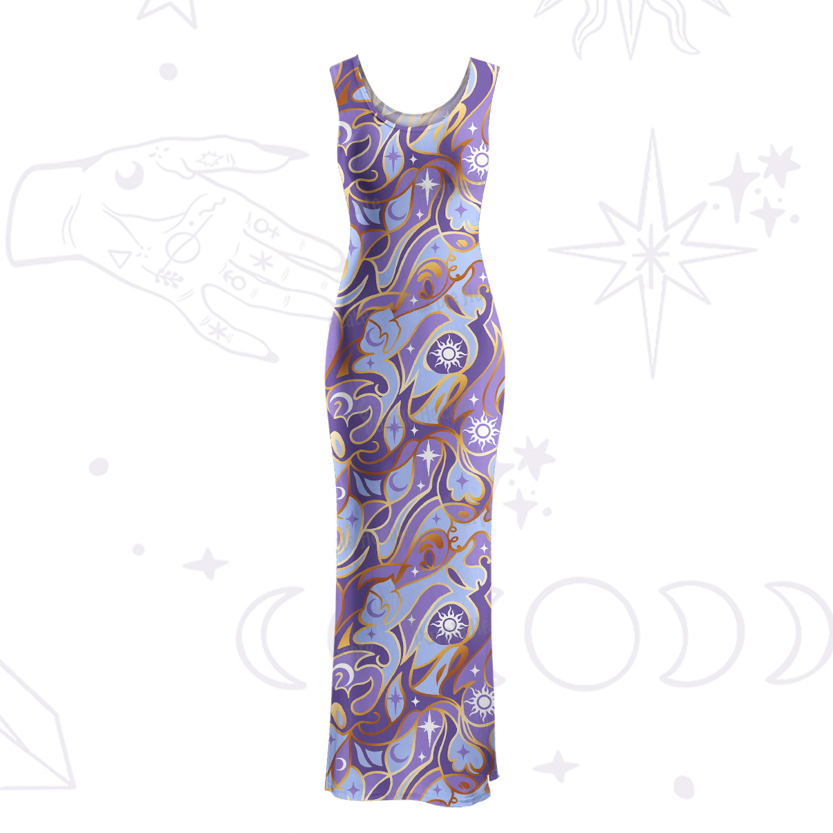 Purplehecate Divination Night Print Maxi Tank Beachwear Dress