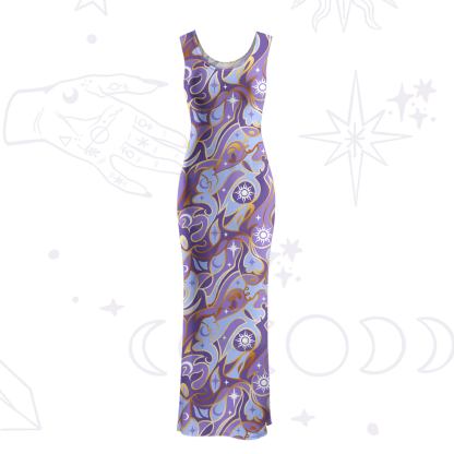 Purplehecate Divination Night Print Maxi Tank Beachwear Dress
