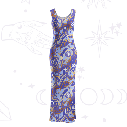 Purplehecate Divination Night Print Maxi Tank Beachwear Dress