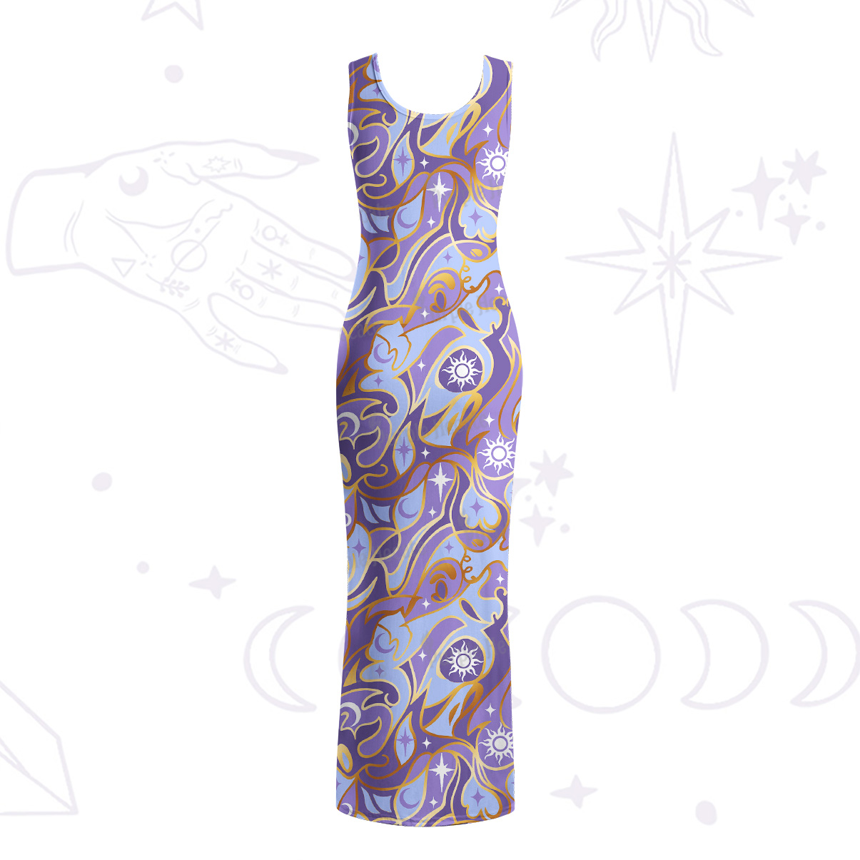 Purplehecate Divination Night Print Maxi Tank Beachwear Dress