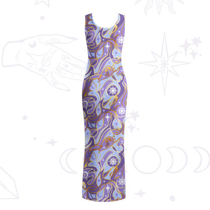 Purplehecate Divination Night Print Maxi Tank Beachwear Dress