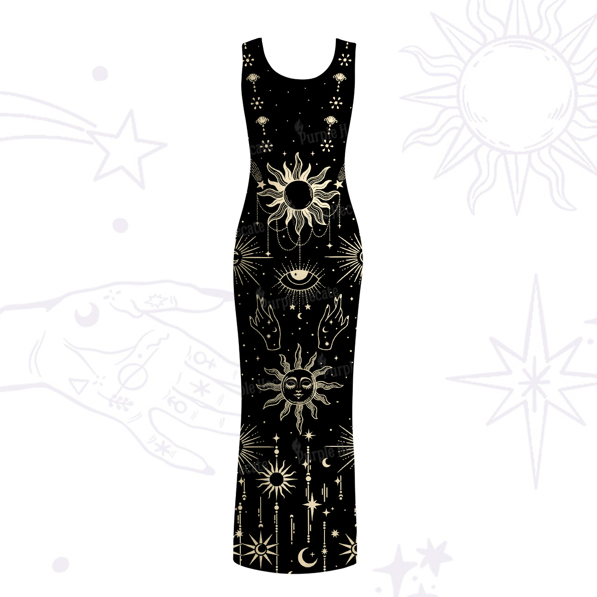 Purplehecate Solar Oracle Maxi Tank Beachwear Dress
