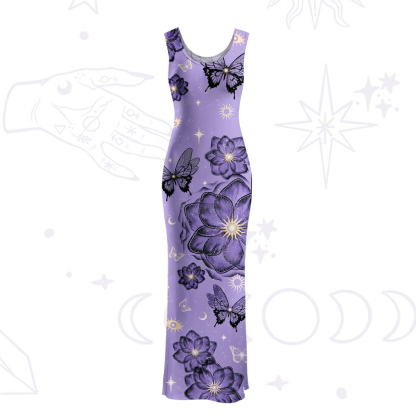 Purplehecate Moonlit Petals and Wings Maxi Tank Beachwear Dress