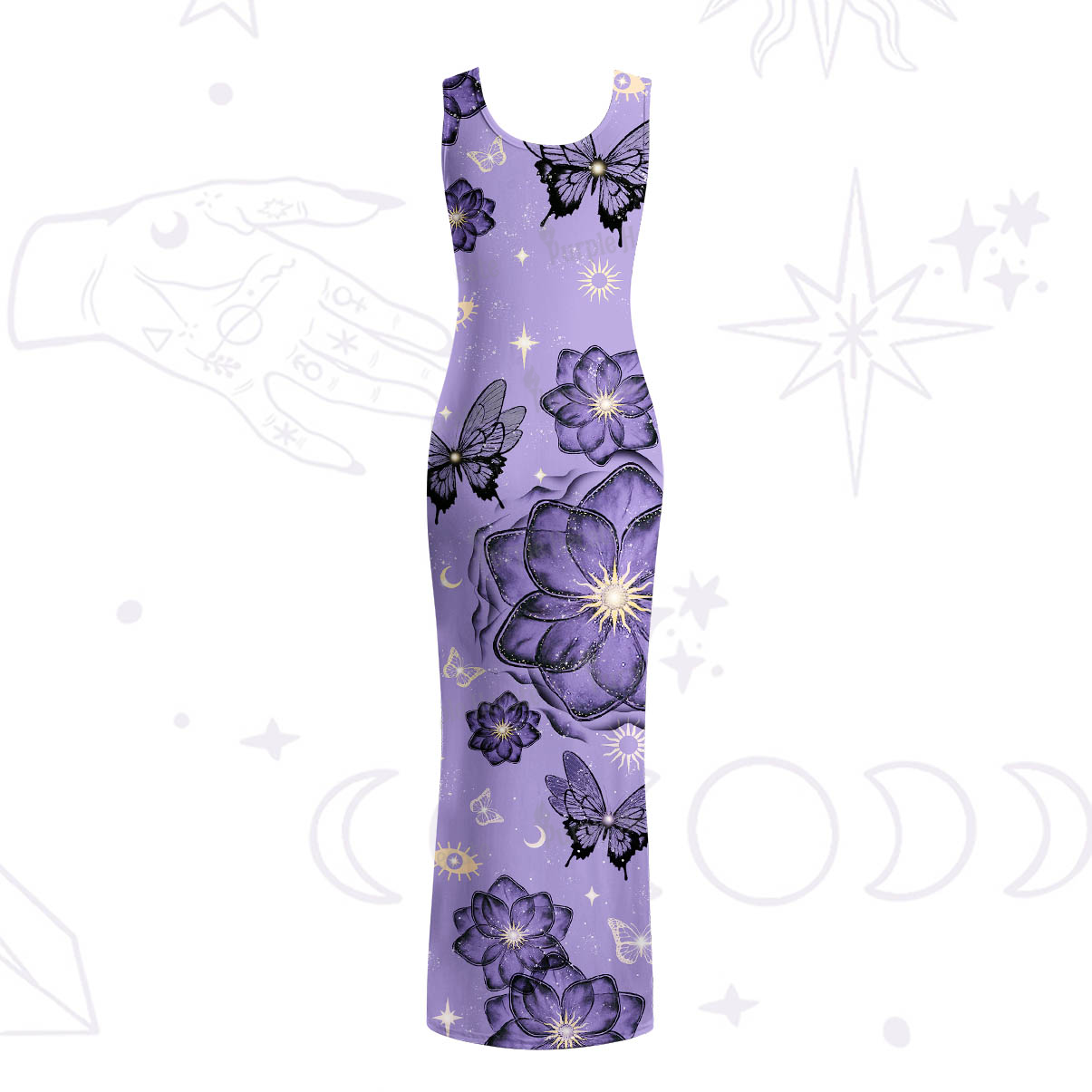 Purplehecate Moonlit Petals and Wings Maxi Tank Beachwear Dress