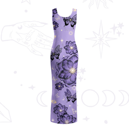 Purplehecate Moonlit Petals and Wings Maxi Tank Beachwear Dress
