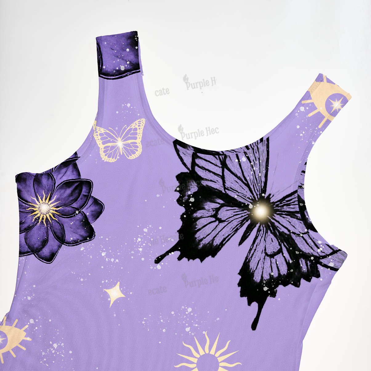 Purplehecate Moonlit Petals and Wings Maxi Tank Beachwear Dress