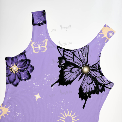Purplehecate Moonlit Petals and Wings Maxi Tank Beachwear Dress