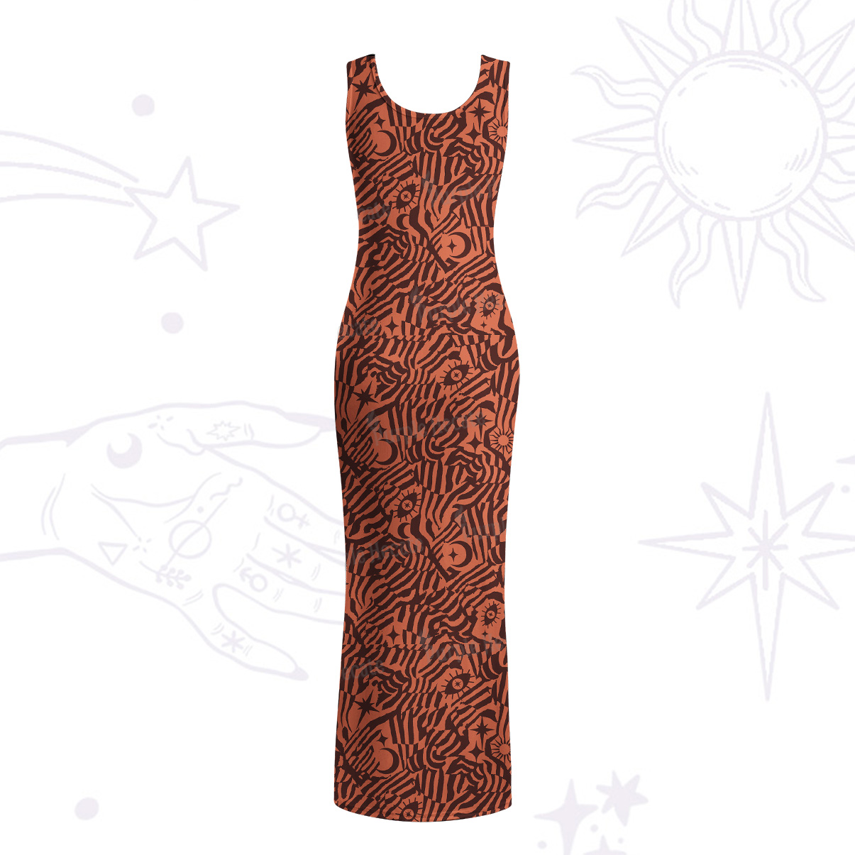 Purplehecate Runic Shadows Maxi Tank Beachwear Dress