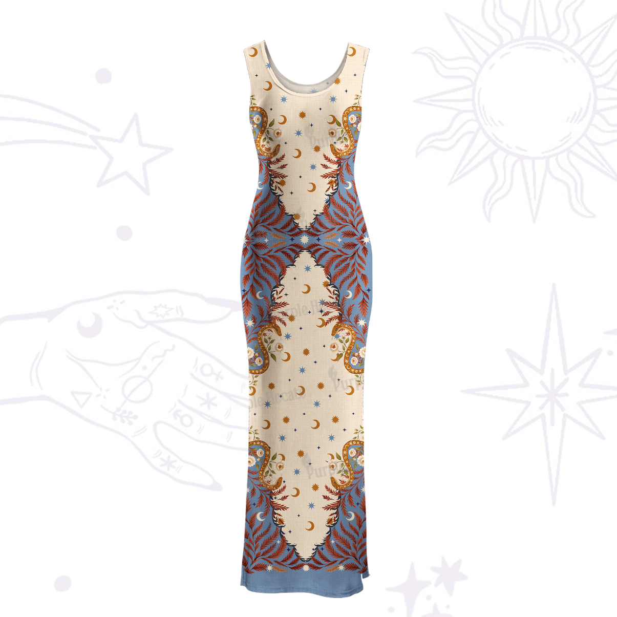 Purplehecate Celestial Ascension Maxi Tank Beachwear Dress