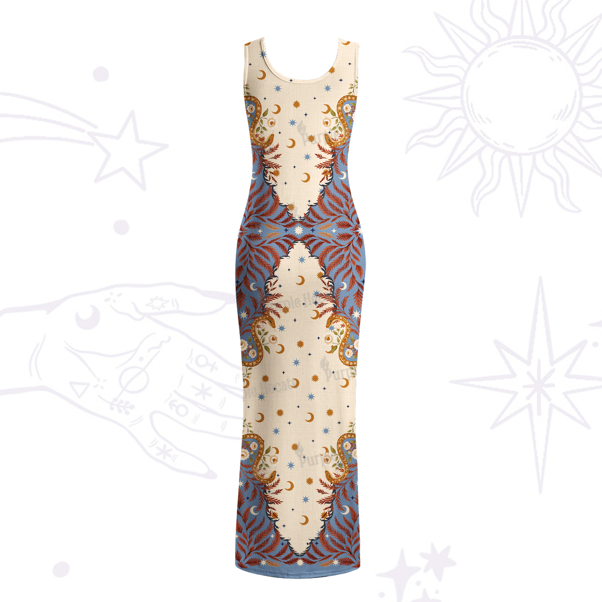 Purplehecate Celestial Ascension Maxi Tank Beachwear Dress