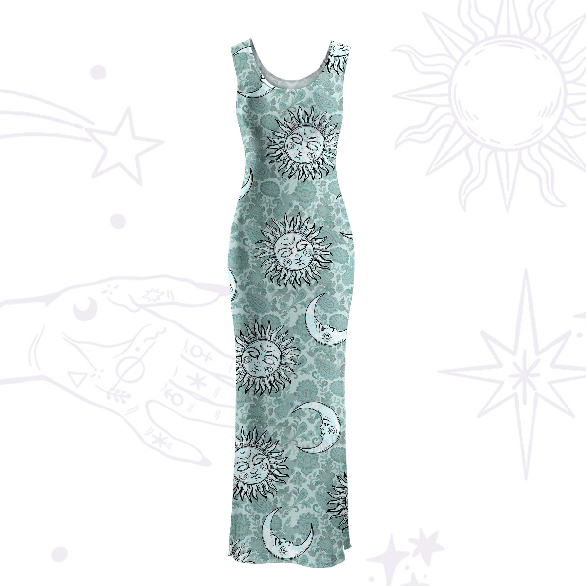 Purplehecate Sun & Moon Whispers Maxi Tank Beachwear Dress