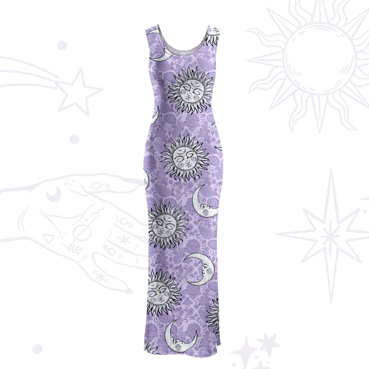 Purplehecate Sun & Moon Whispers Maxi Tank Beachwear Dress