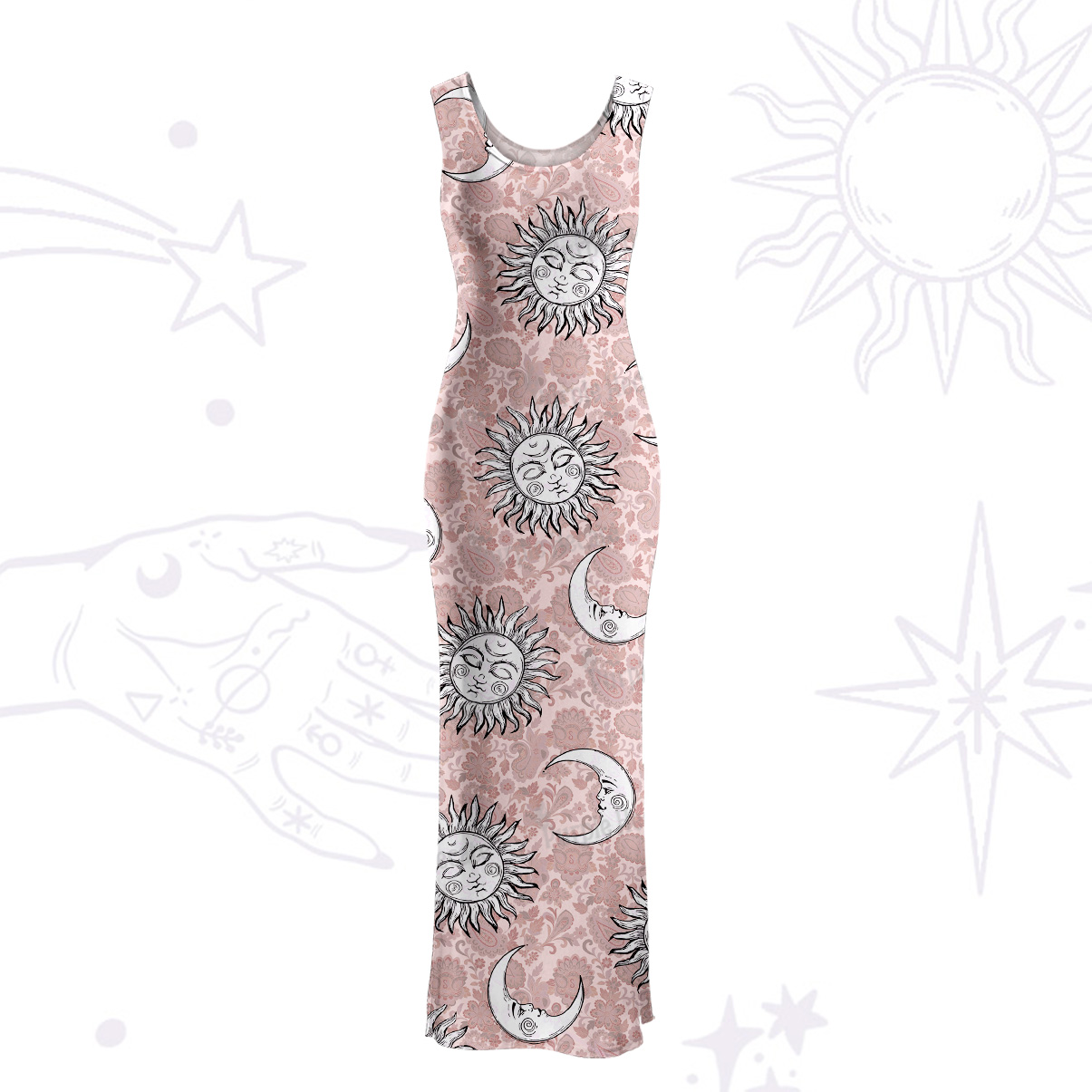 Purplehecate Sun & Moon Whispers Maxi Tank Beachwear Dress