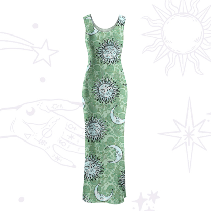 Purplehecate Sun & Moon Whispers Maxi Tank Beachwear Dress