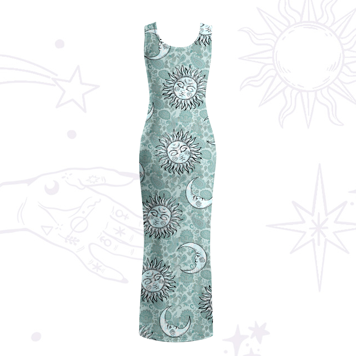 Purplehecate Sun & Moon Whispers Maxi Tank Beachwear Dress
