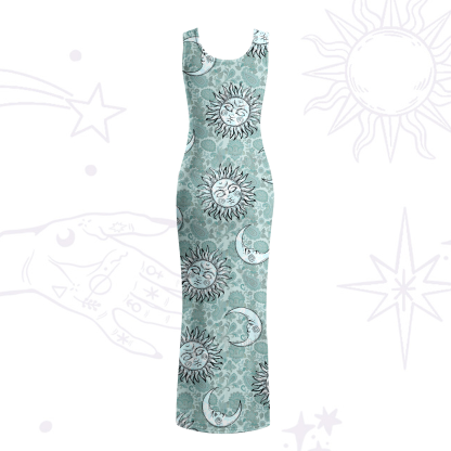 Purplehecate Sun & Moon Whispers Maxi Tank Beachwear Dress