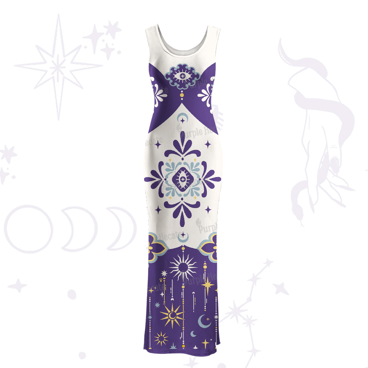 Purplehecate Celestial Oracle Maxi Tank Beachwear Dress