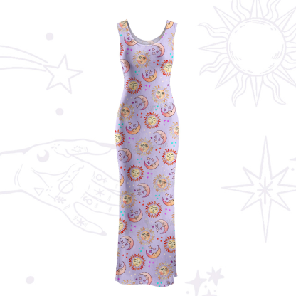 Purplehecate Dancing Suns and Lunar Dreams  Maxi Tank Beachwear Dress