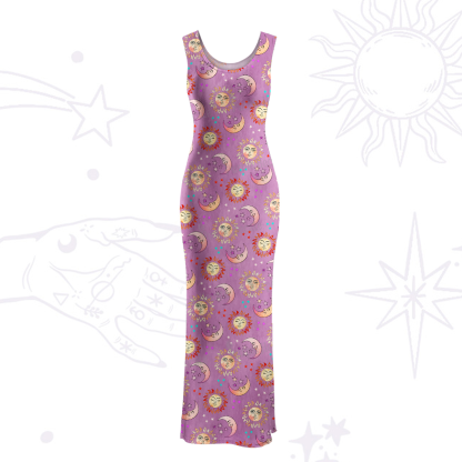 Purplehecate Dancing Suns and Lunar Dreams  Maxi Tank Beachwear Dress
