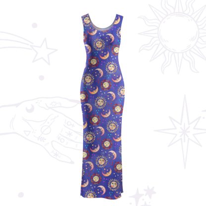 Purplehecate Dancing Suns and Lunar Dreams  Maxi Tank Beachwear Dress