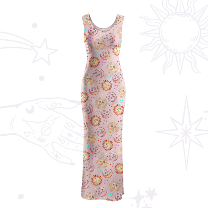 Purplehecate Dancing Suns and Lunar Dreams  Maxi Tank Beachwear Dress