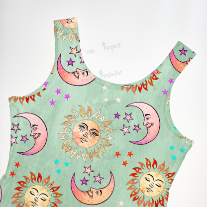 Purplehecate Dancing Suns and Lunar Dreams  Maxi Tank Beachwear Dress