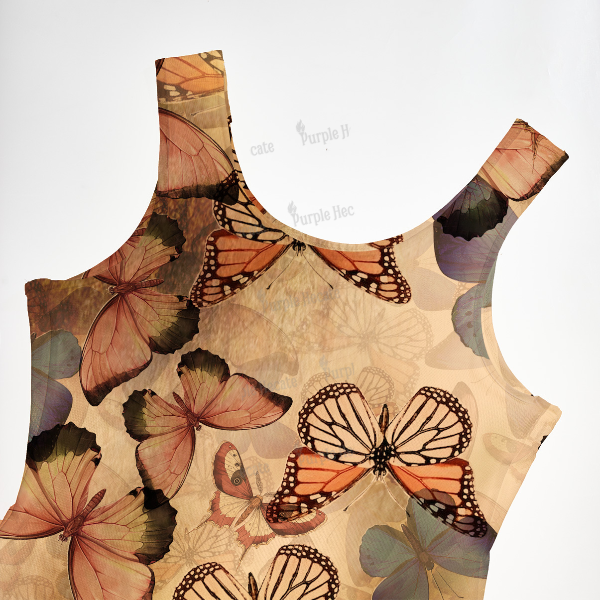 Purplehecate Monarch Butterfly Print Maxi Tank Beachwear Dress