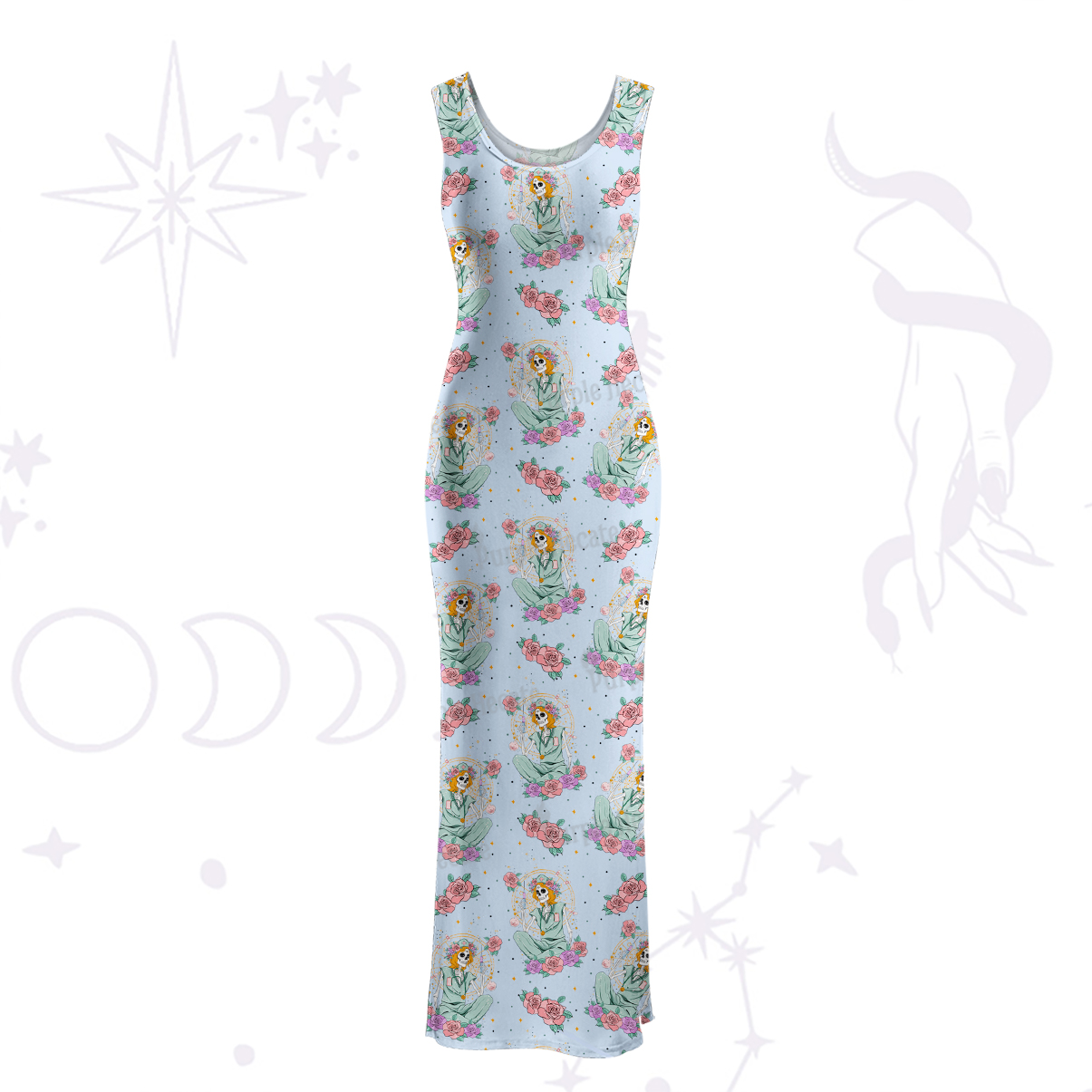 Purplehecate The Skeleton Nurse Maxi Tank Beachwear Dress