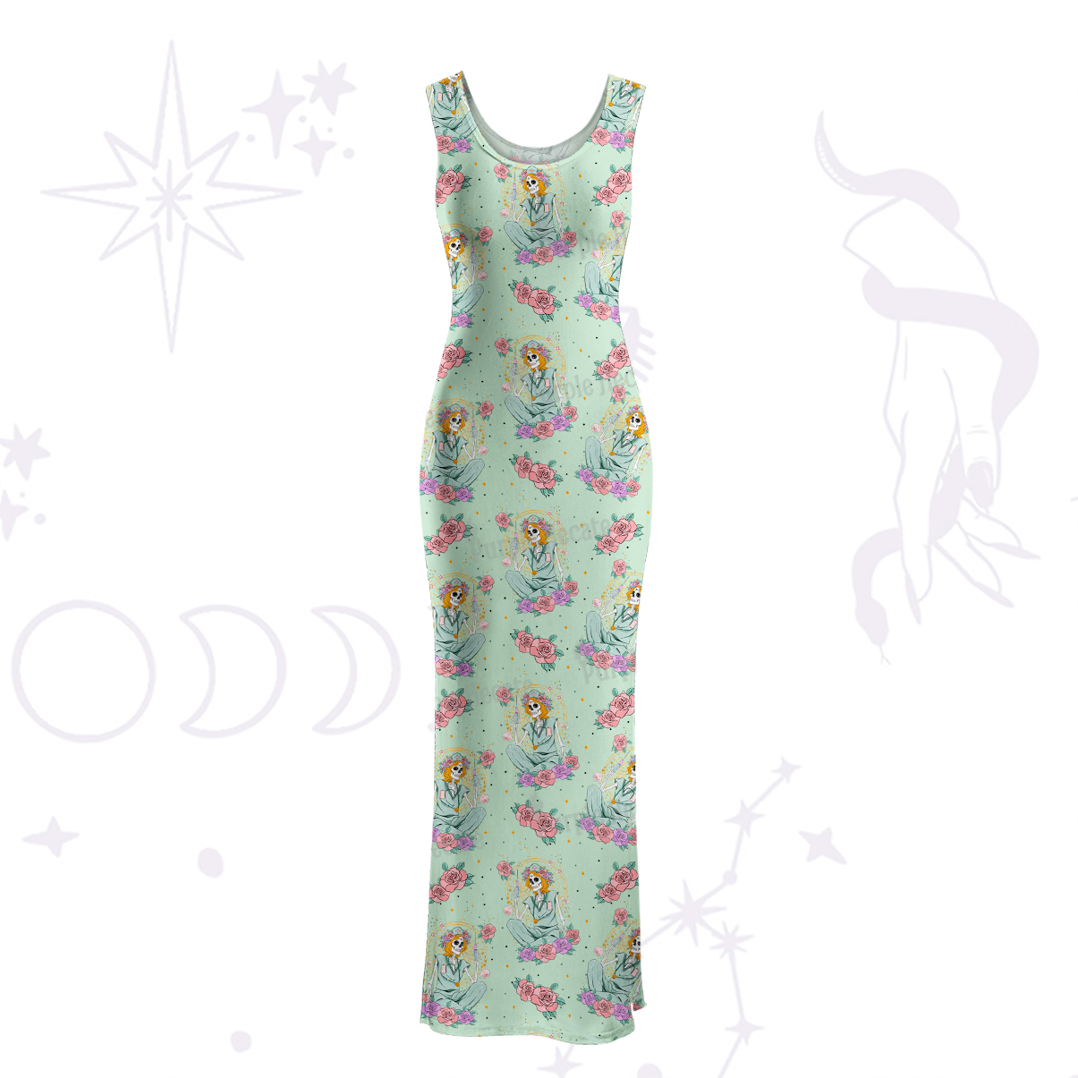 Purplehecate The Skeleton Nurse Maxi Tank Beachwear Dress