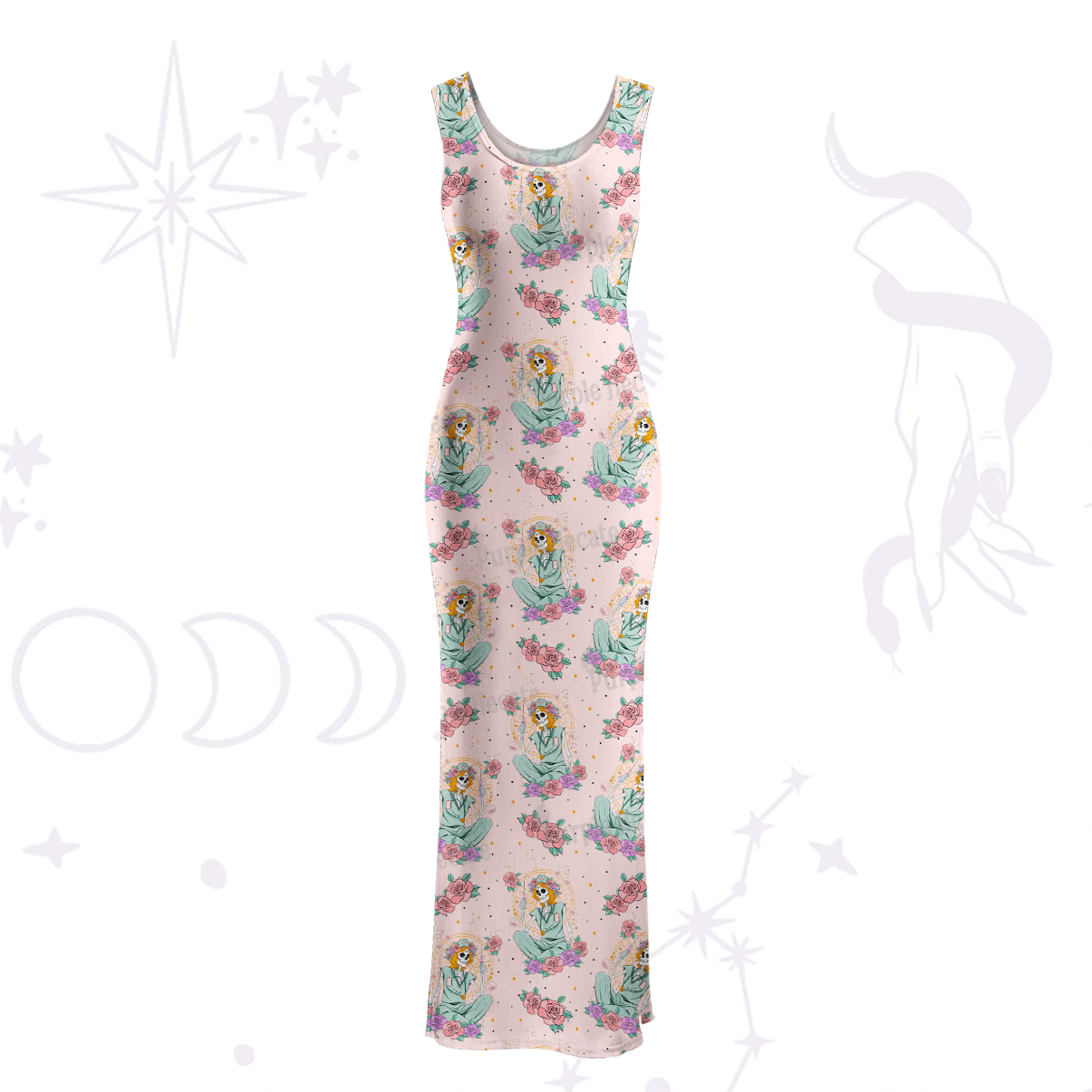 Purplehecate The Skeleton Nurse Maxi Tank Beachwear Dress