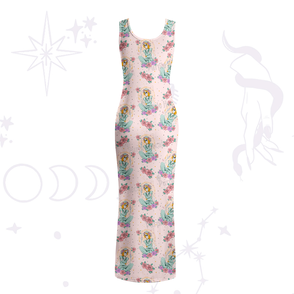 Purplehecate The Skeleton Nurse Maxi Tank Beachwear Dress