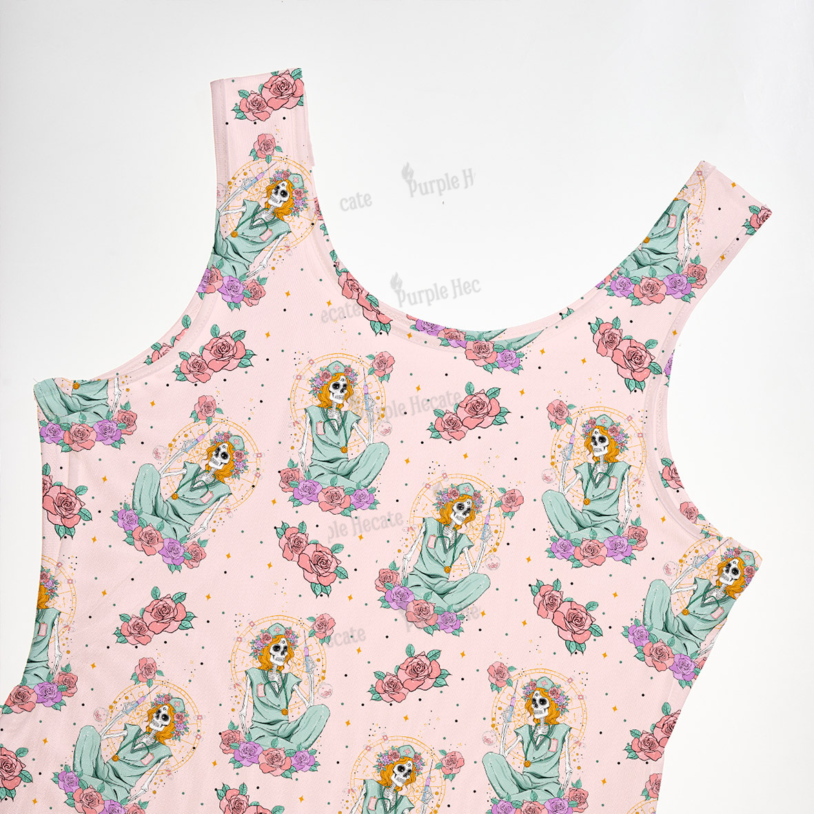 Purplehecate The Skeleton Nurse Maxi Tank Beachwear Dress