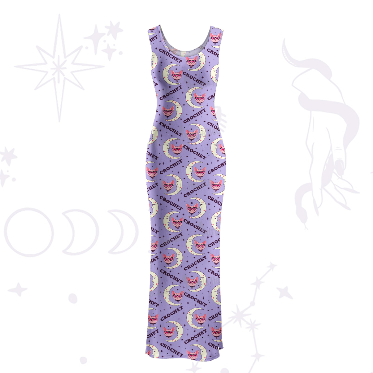 Purplehecate Cat Crochet Maxi Tank Beachwear Dress