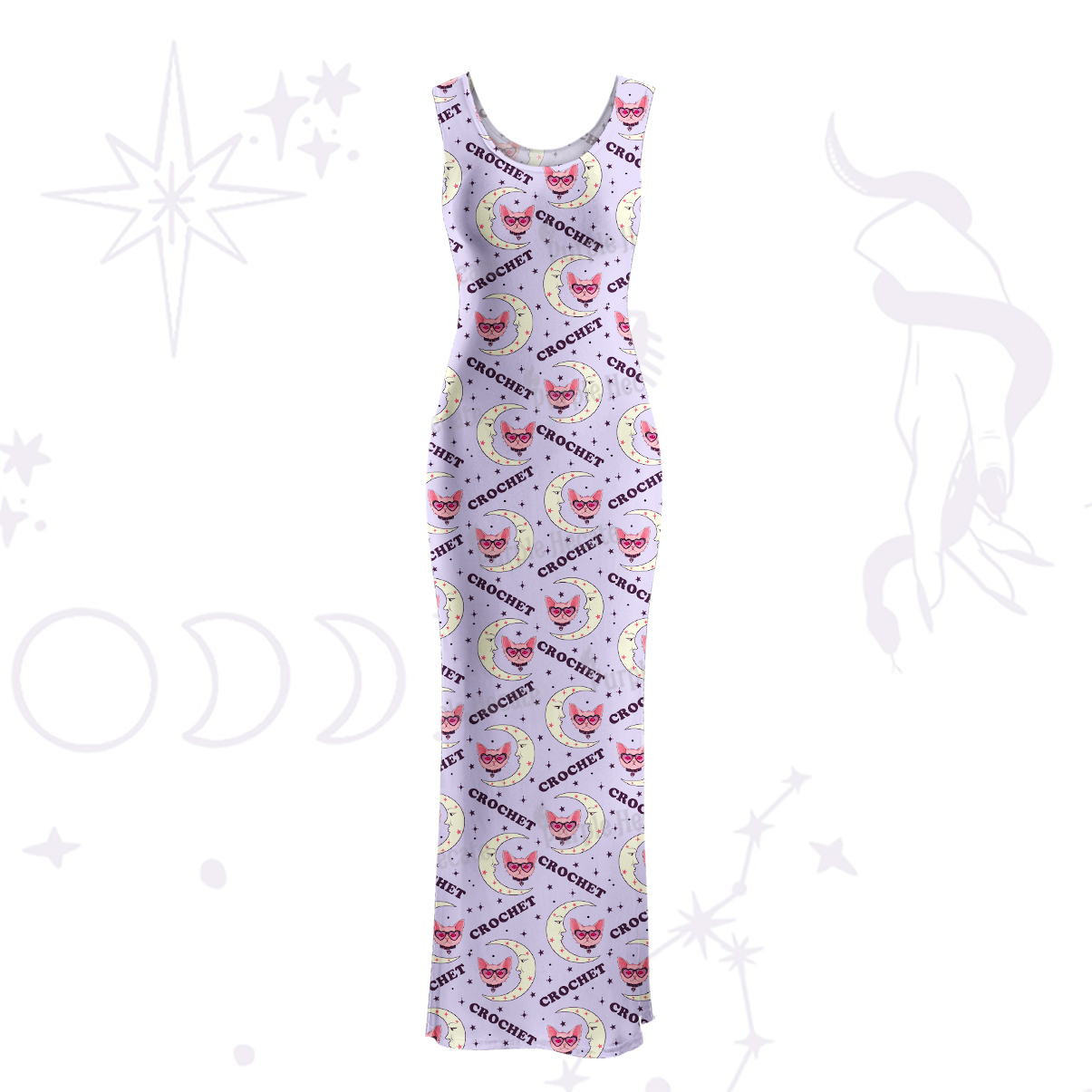 Purplehecate Cat Crochet Maxi Tank Beachwear Dress