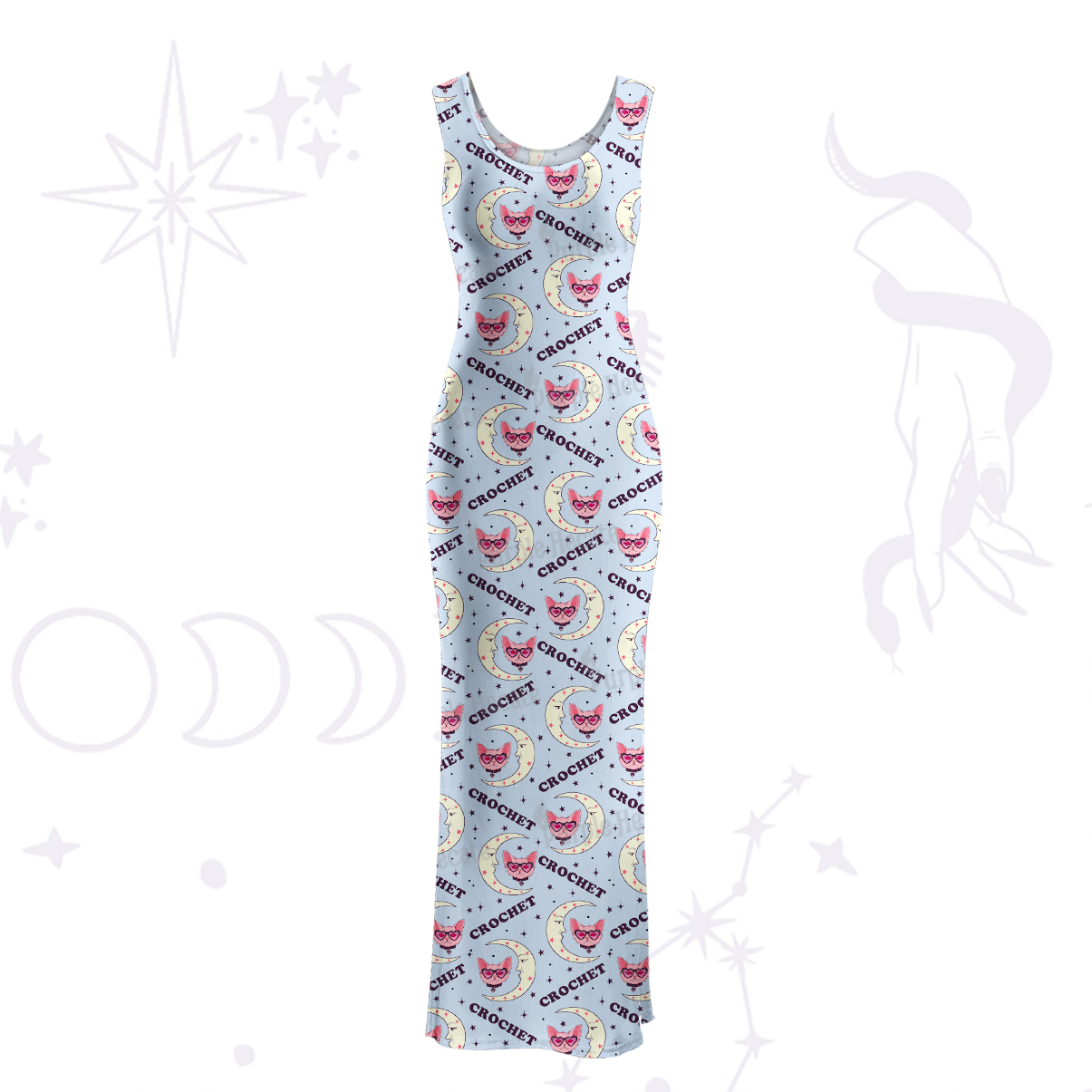 Purplehecate Cat Crochet Maxi Tank Beachwear Dress