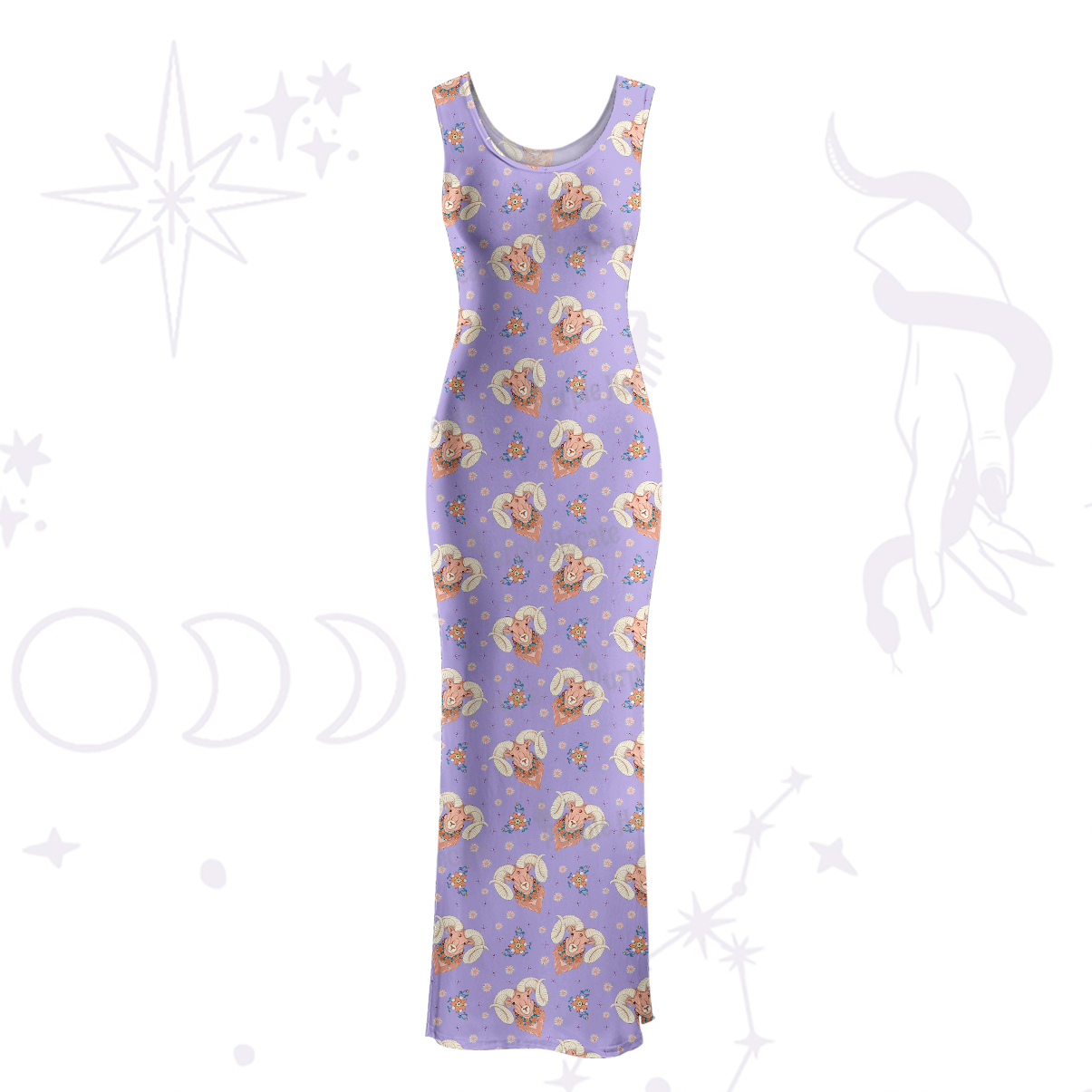 Purplehecate Aries Spirit Zodiac Maxi Tank Beachwear Dress